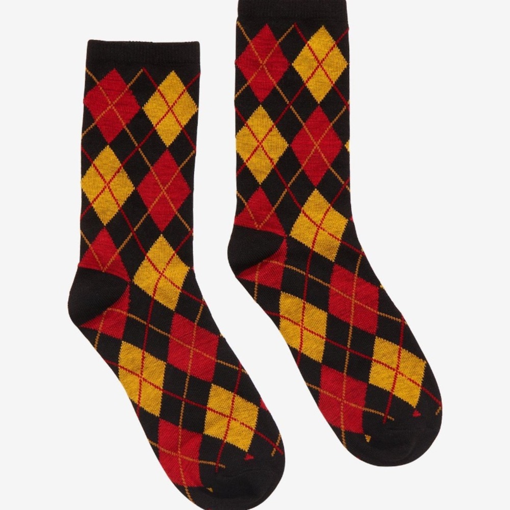 Hot Topic Black Vintage Argyle Crew‎ Socks Fall Halloween Spooky Witchy